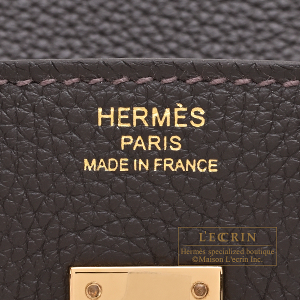 Hermes Birkin bag 25 Bai brun Togo leather Champagne gold hardware