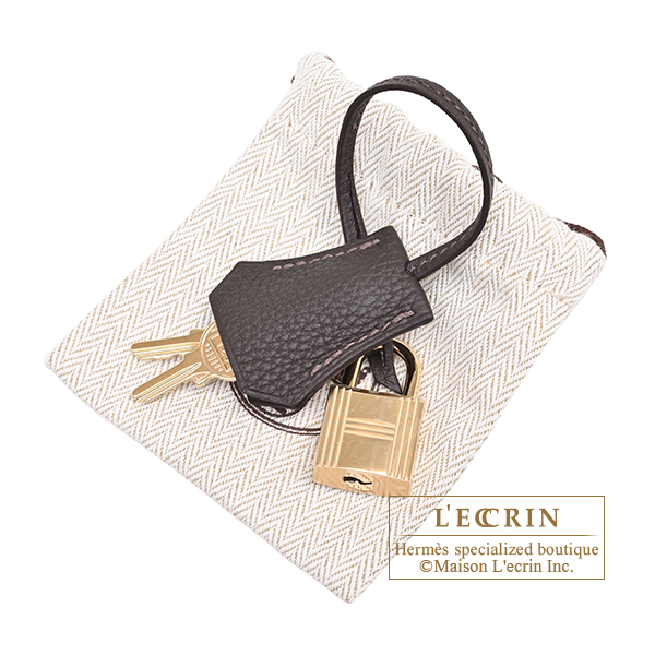 Hermes Birkin bag 25 Bai brun Togo leather Champagne gold hardware