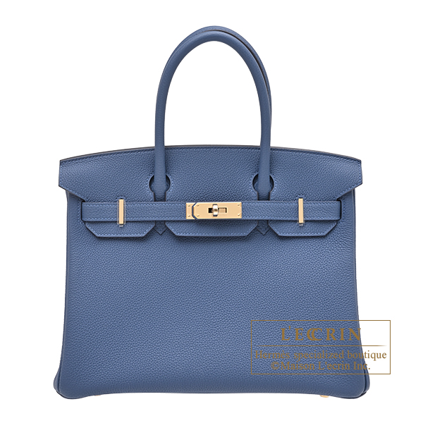 Hermes　Birkin bag 30　Blue tie　Togo leather　Champagne gold hardware