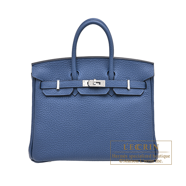 Hermes Birkin bag 25 Blue tie Togo leather Silver hardware