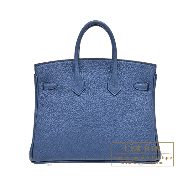Hermes Birkin bag 25 Blue tie Togo leather Silver hardware