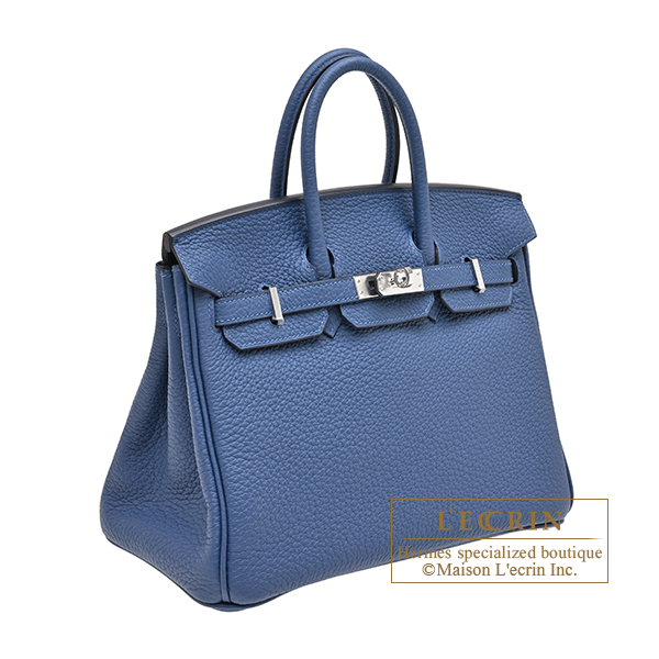 Hermes Birkin bag 25 Blue tie Togo leather Silver hardware