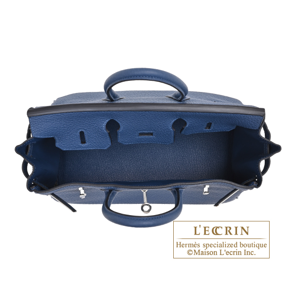 Hermes Birkin bag 25 Blue tie Togo leather Silver hardware
