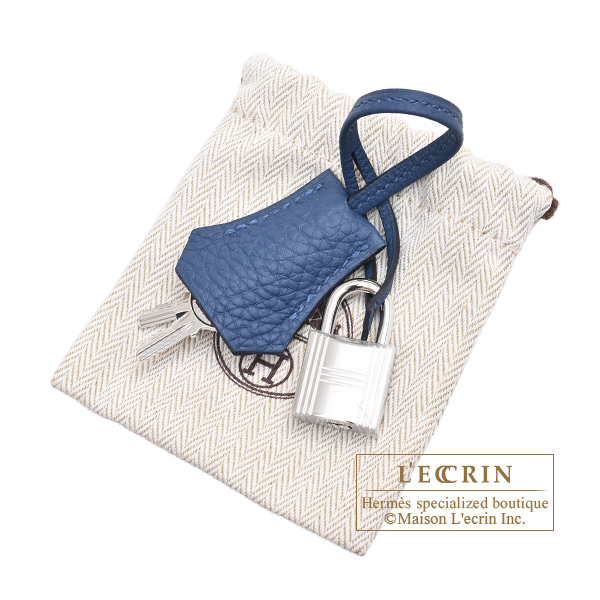 Hermes Birkin bag 25 Blue tie Togo leather Silver hardware