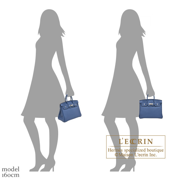 Hermes Birkin bag 25 Blue tie Togo leather Silver hardware