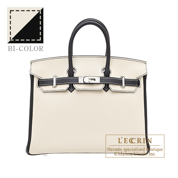 Hermes　Personal Birkin bag 25　Craie/　Black　Togo leather　Matt silver hardware