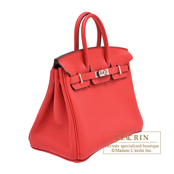 Hermes Birkin bag 25 Rouge radieux Togo leather Silver hardware