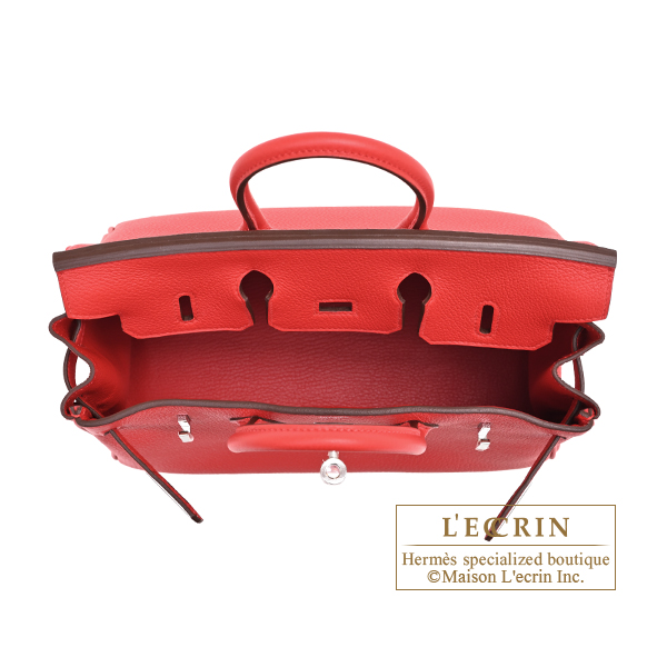 Hermes Birkin bag 25 Rouge radieux Togo leather Silver hardware