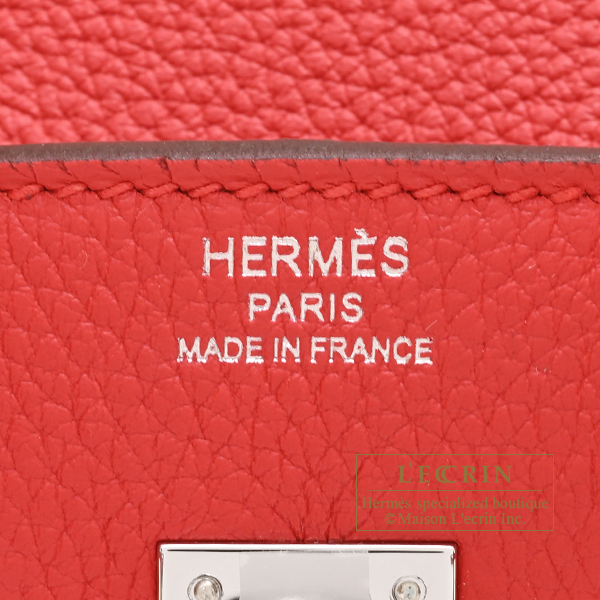 Hermes Birkin bag 25 Rouge radieux Togo leather Silver hardware