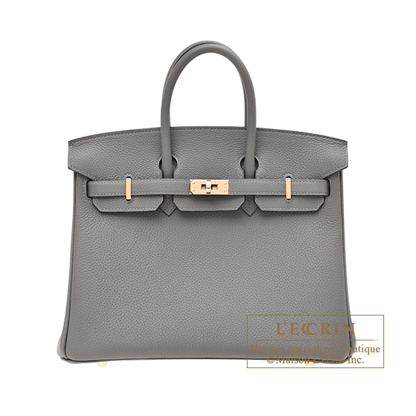 Hermes　Birkin bag 25　Gris meyer　Togo leather　Champagne gold hardware