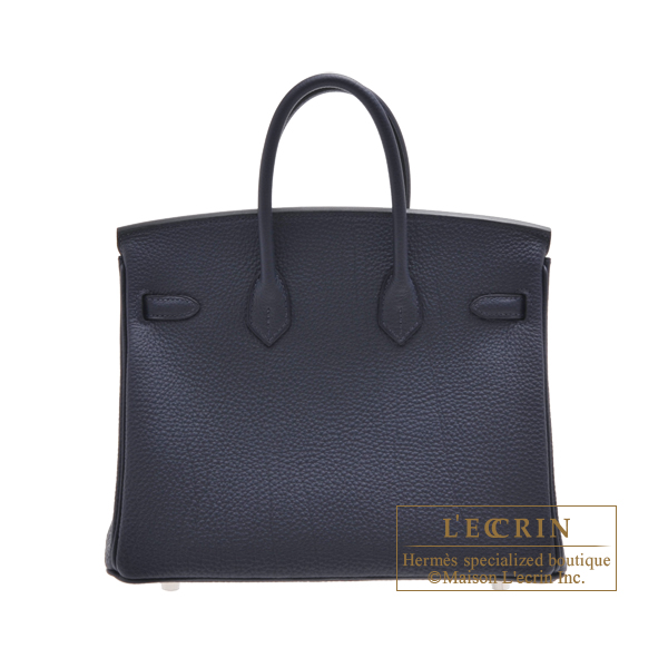 Hermes Birkin bag 25 Blue nuit Togo leather Silver hardware