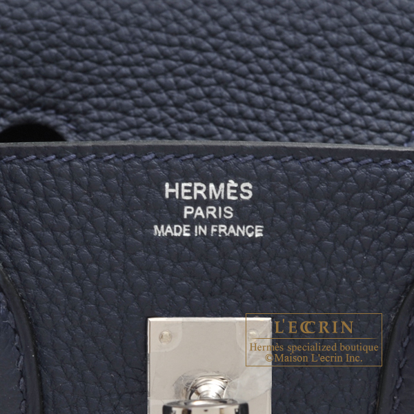 Hermes Birkin bag 25 Blue nuit Togo leather Silver hardware