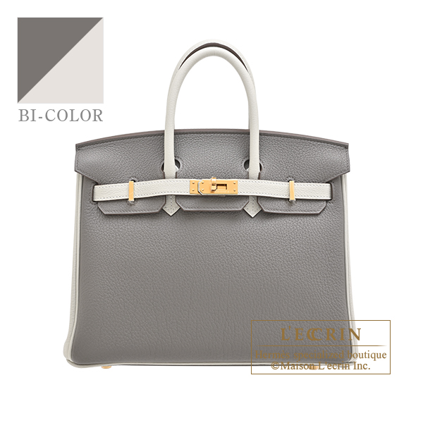Hermes　Personal Birkin bag 25　Gris meyer/　Pearl grey　Togo leather　Gold hardware