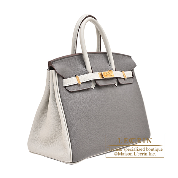 Hermes Personal Birkin bag 25 Gris meyer/ Pearl grey Togo leather Gold hardware
