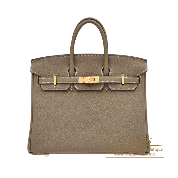 Hermes　Birkin bag 25　Etoupe grey　Togo leather　Gold hardware