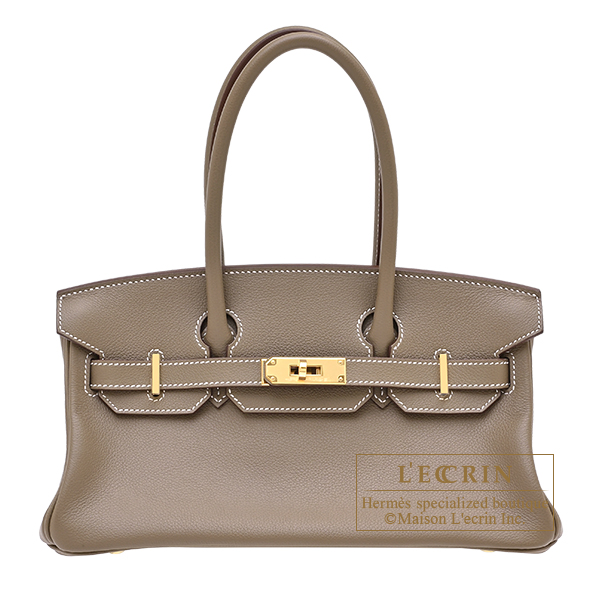 Hermes　Birkin Shoulder light bag 29　Etoupe grey　Evercolor leather　Gold hardware