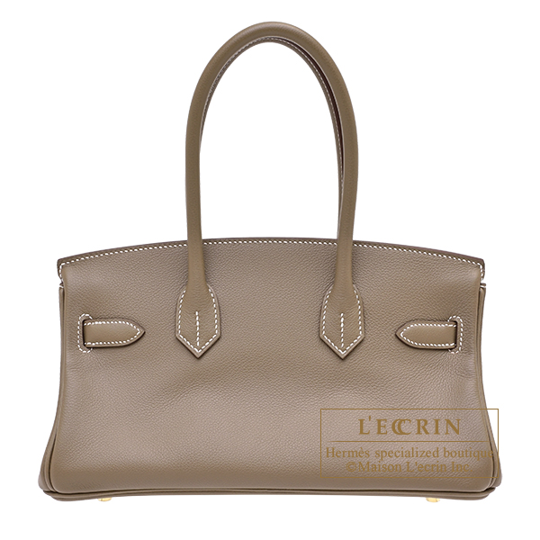 Hermes Birkin Shoulder light bag 29 Etoupe grey Evercolor leather Gold hardware