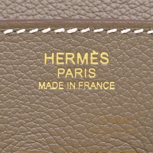 Hermes Birkin Shoulder light bag 29 Etoupe grey Evercolor leather Gold hardware