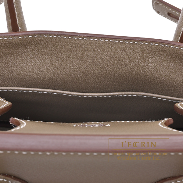 Hermes Birkin Shoulder light bag 29 Etoupe grey Evercolor leather Gold hardware