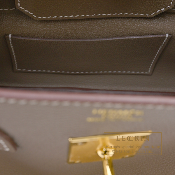 Hermes Birkin Shoulder light bag 29 Etoupe grey Evercolor leather Gold hardware