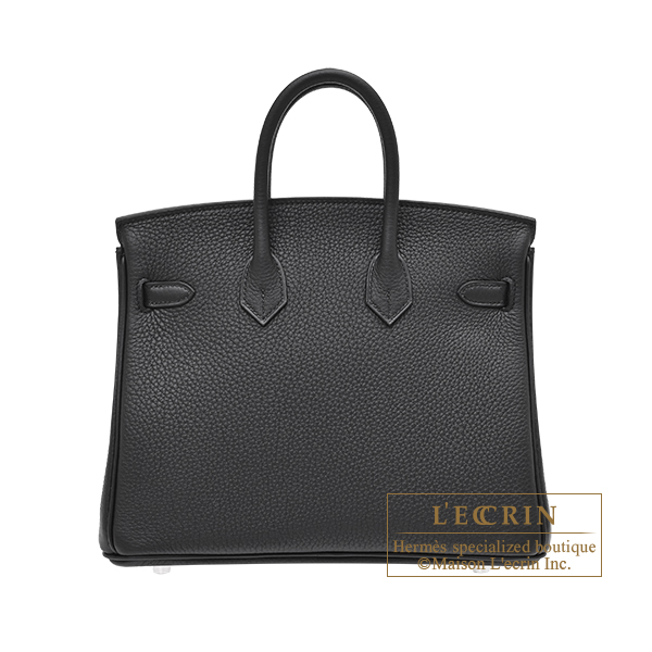 Hermes Personal Birkin bag 25 Black/ Lime Togo leather Silver hardware