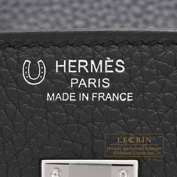 Hermes Personal Birkin bag 25 Black/ Lime Togo leather Silver hardware