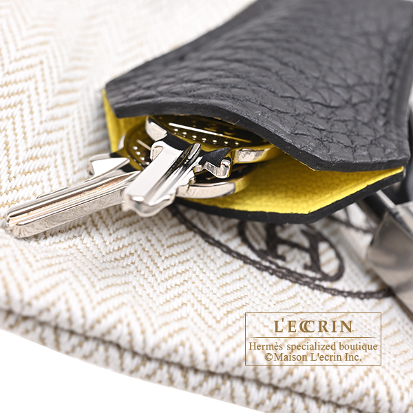 Hermes Personal Birkin bag 25 Black/ Lime Togo leather Silver hardware