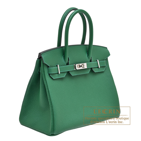 Hermes Birkin bag 30 Vert moyen Togo leather Silver hardware