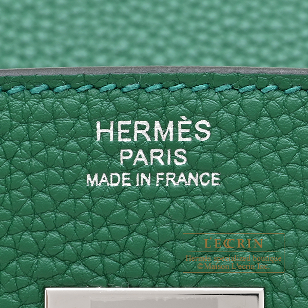 Hermes Birkin bag 30 Vert moyen Togo leather Silver hardware
