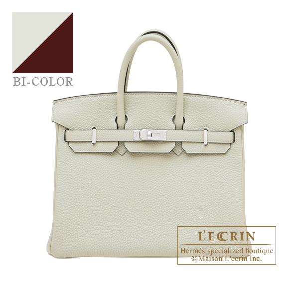 Hermes　Personal Birkin bag 25　Gris neve/Bordeaux　Togo leather　Silver hardware
