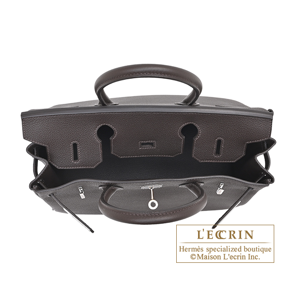 Hermes Birkin bag 30 Bai brun Togo leather Silver hardware