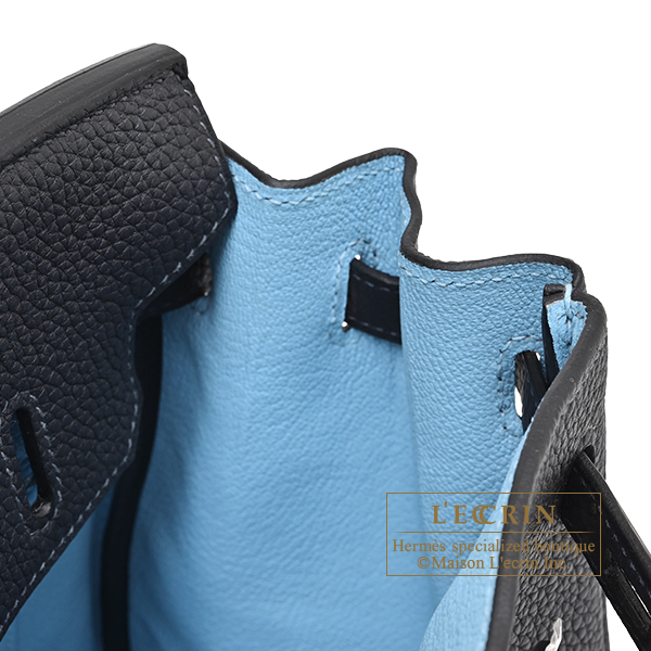 Hermes Birkin Verso bag 25 Caban/ Celeste Togo leather Silver hardware