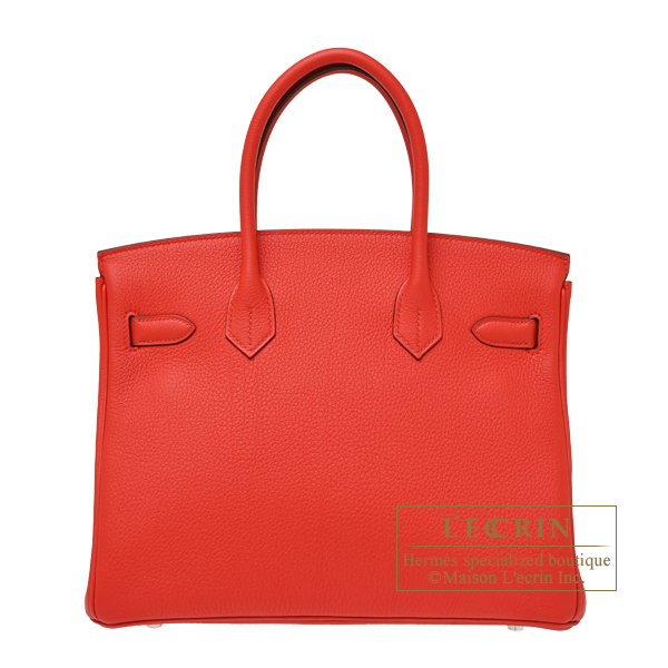 Hermes Birkin bag 30 Rouge coeur Togo leather Silver hardware