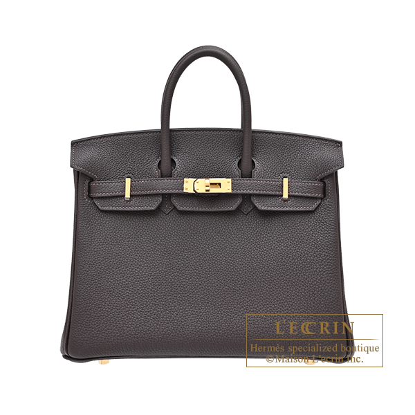 Hermes　Birkin bag 25　Bai brun　Togo leather　Gold hardware