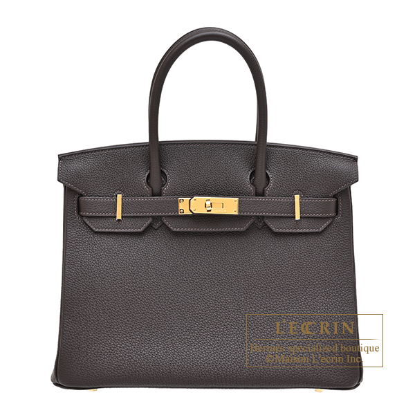 Hermes Birkin bag 30 Bai brun Togo leather Gold hardware