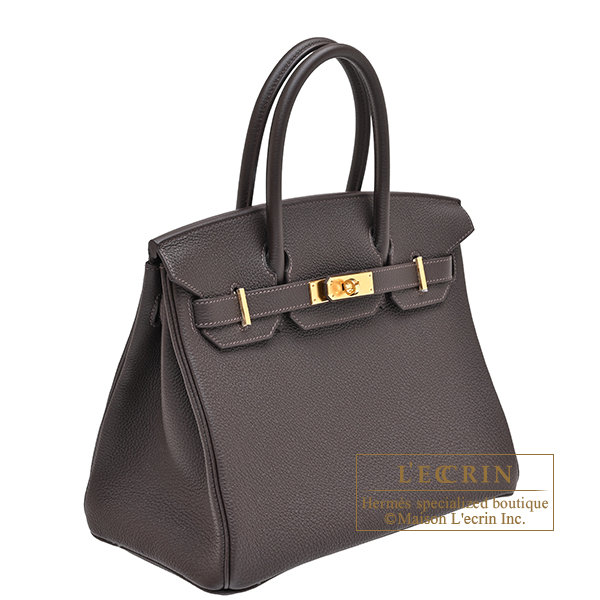 Hermes Birkin bag 30 Bai brun Togo leather Gold hardware