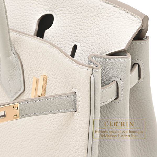 Hermes Personal Birkin bag 25 Craie/Pearl grey Togo leather Champagne gold hardware