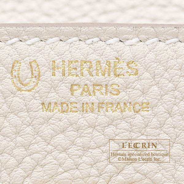 Hermes Personal Birkin bag 25 Craie/Pearl grey Togo leather Champagne gold hardware