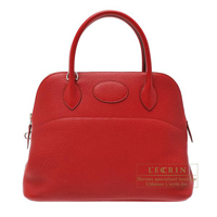 Hermes　Bolide bag 31　Rouge garance　Clemence leather　Silver hardware