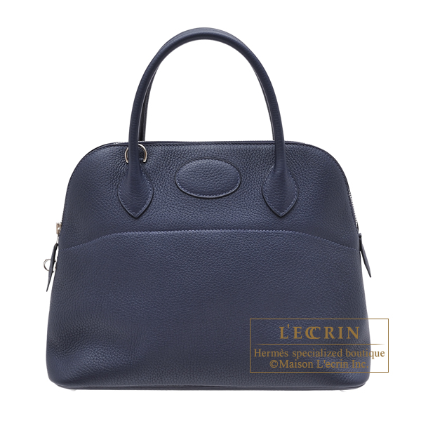 Hermes　Bolide bag 31　Blue nuit　Clemence leather　Silver hardware