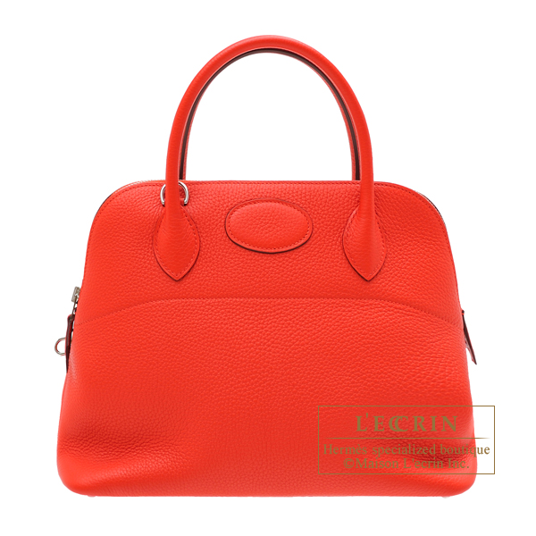 Hermes　Bolide bag 31　Rouge tomate　Clemence leather　Silver hardware