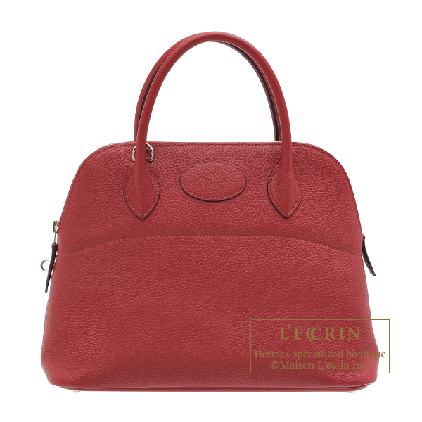 Hermes　Bolide bag 31　Rouge grenat　Clemence leather　Silver hardware