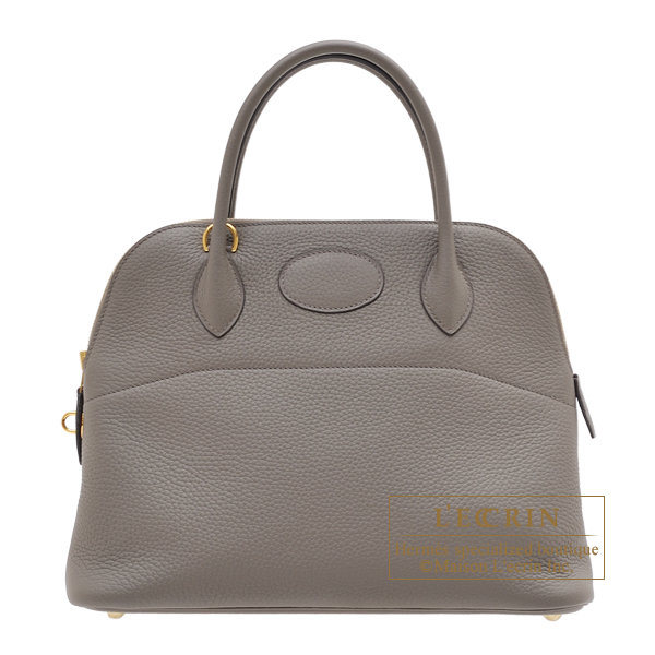 Hermes Bolide bag 31 Etain Clemence leather Gold hardware L