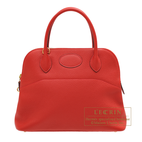 Hermes　Bolide bag 31　Rouge casaque　Clemence leather　Gold hardware