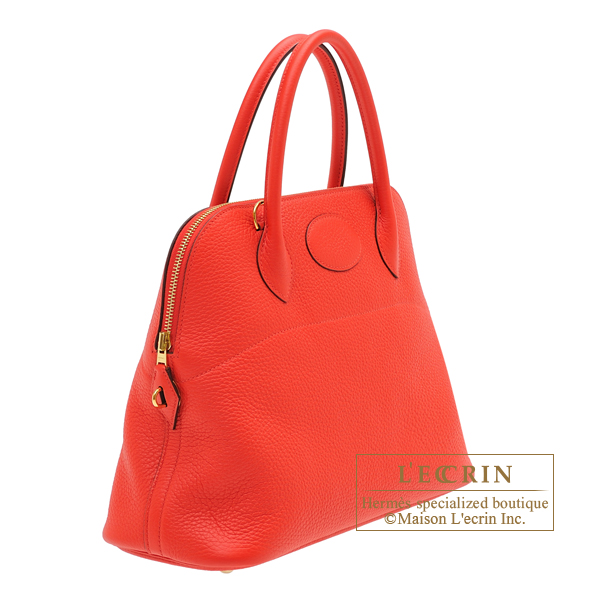 Hermes Bolide bag 31 Rouge coeur Clemence leather Gold hardware