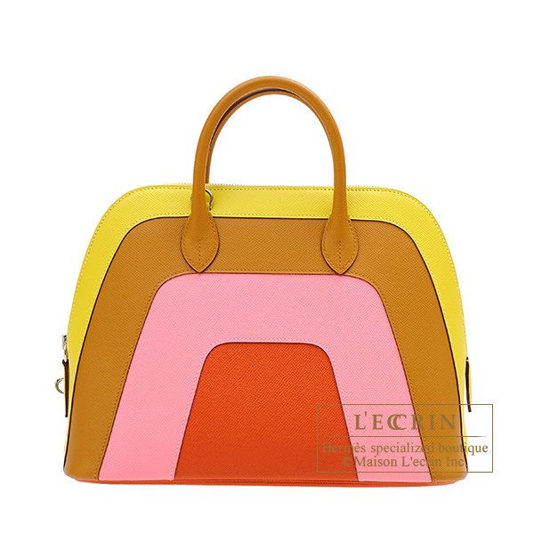 Hermes　Bolide bag 1923 Rainbow 30　Lime/Sesame/Rose confetti/Terre battue　Epsom leather　Silver hardware