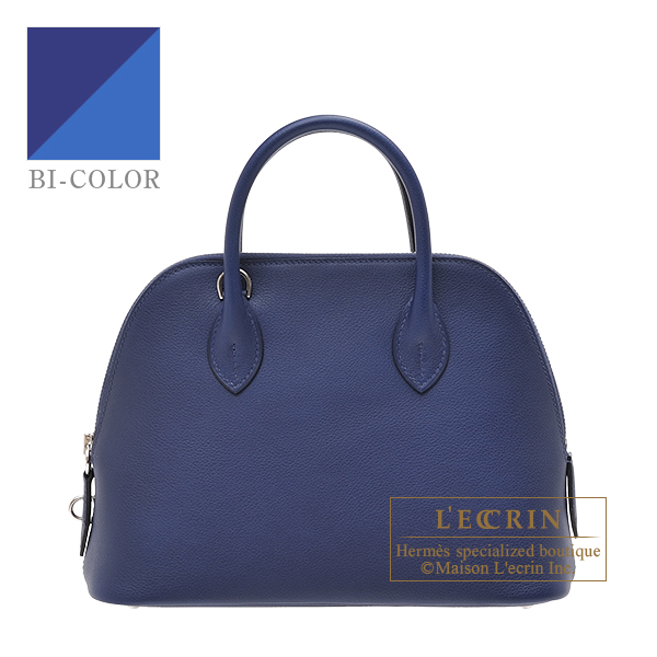 Hermes　Bolide bag 1923 Verso 25　Blue saphir/　Blue zellige　Novillo leather　Silver hardware