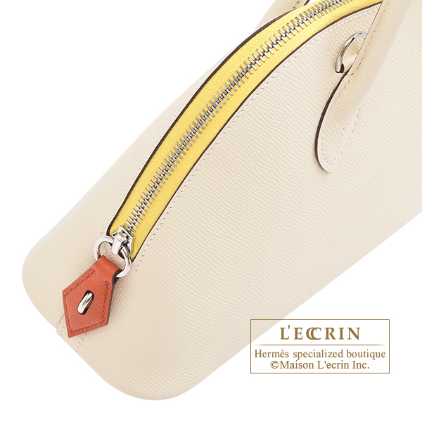 HERMES Bolide 1923 tricolor Size 25 Epsom Nata/Jaune Citron/Terre Battue