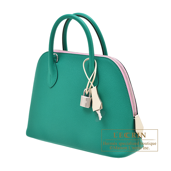 Hermes Bolide bag 1923 Tricolore 25 Vert Jade/Nata/Mauve sylvestre Epsom  leather Silver hardware