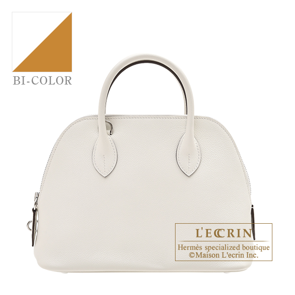 Hermes　Bolide bag 1923 Verso 25　White/　Sesame　Evercolor leather　Silver hardware